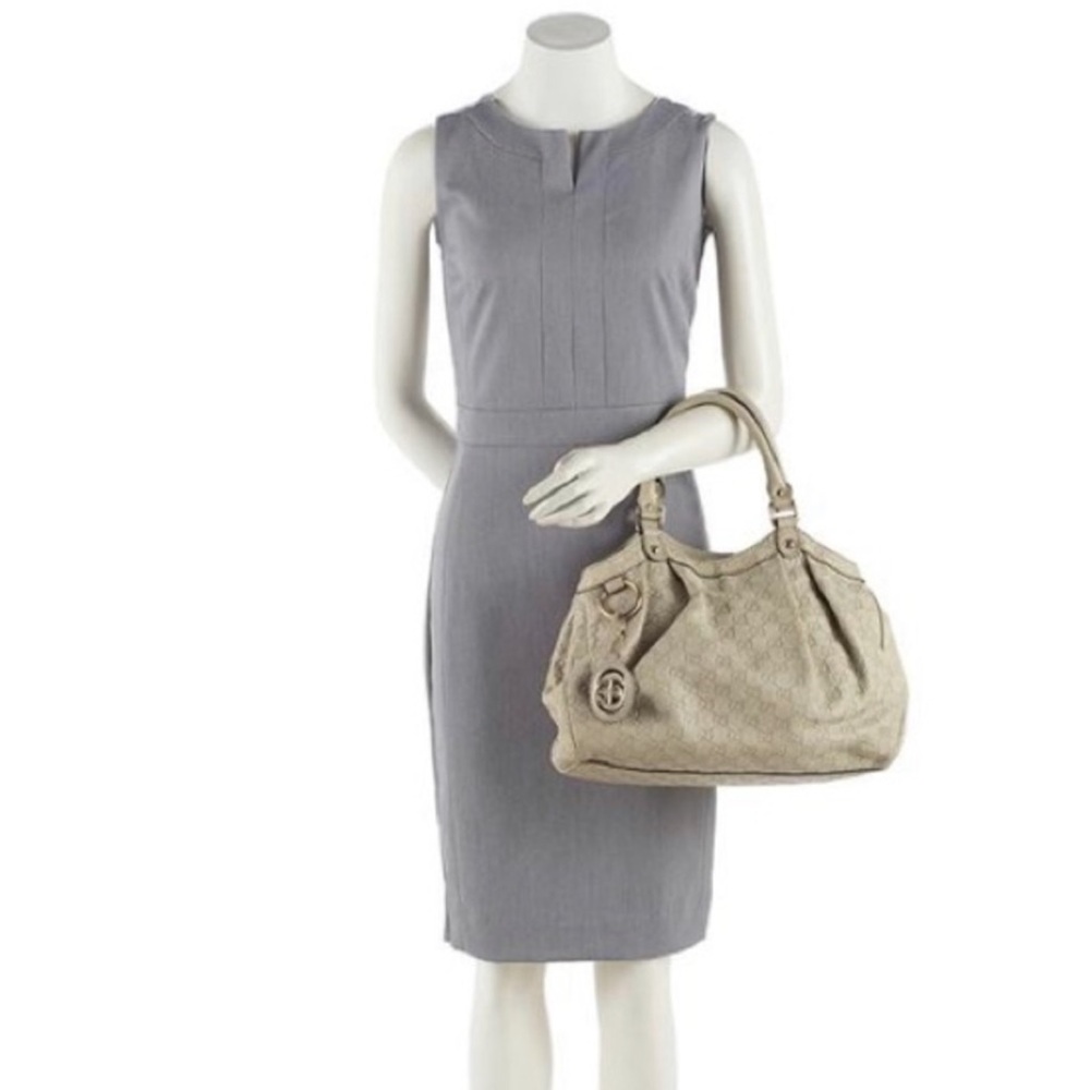 Gucci GG Guccissima Sukey Medium Leather Shoulder Tote Bag Purse in Cream - Picture 16 of 16